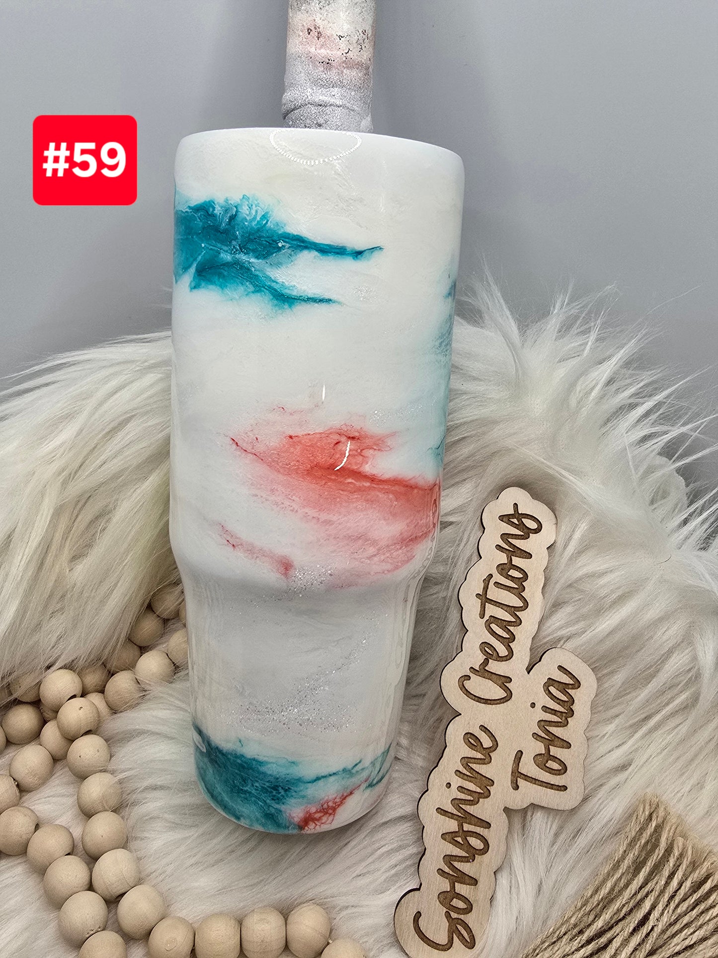 LIVE SALE 5/042025 - #59- 30oz Clip mate: Teal, coral elegance