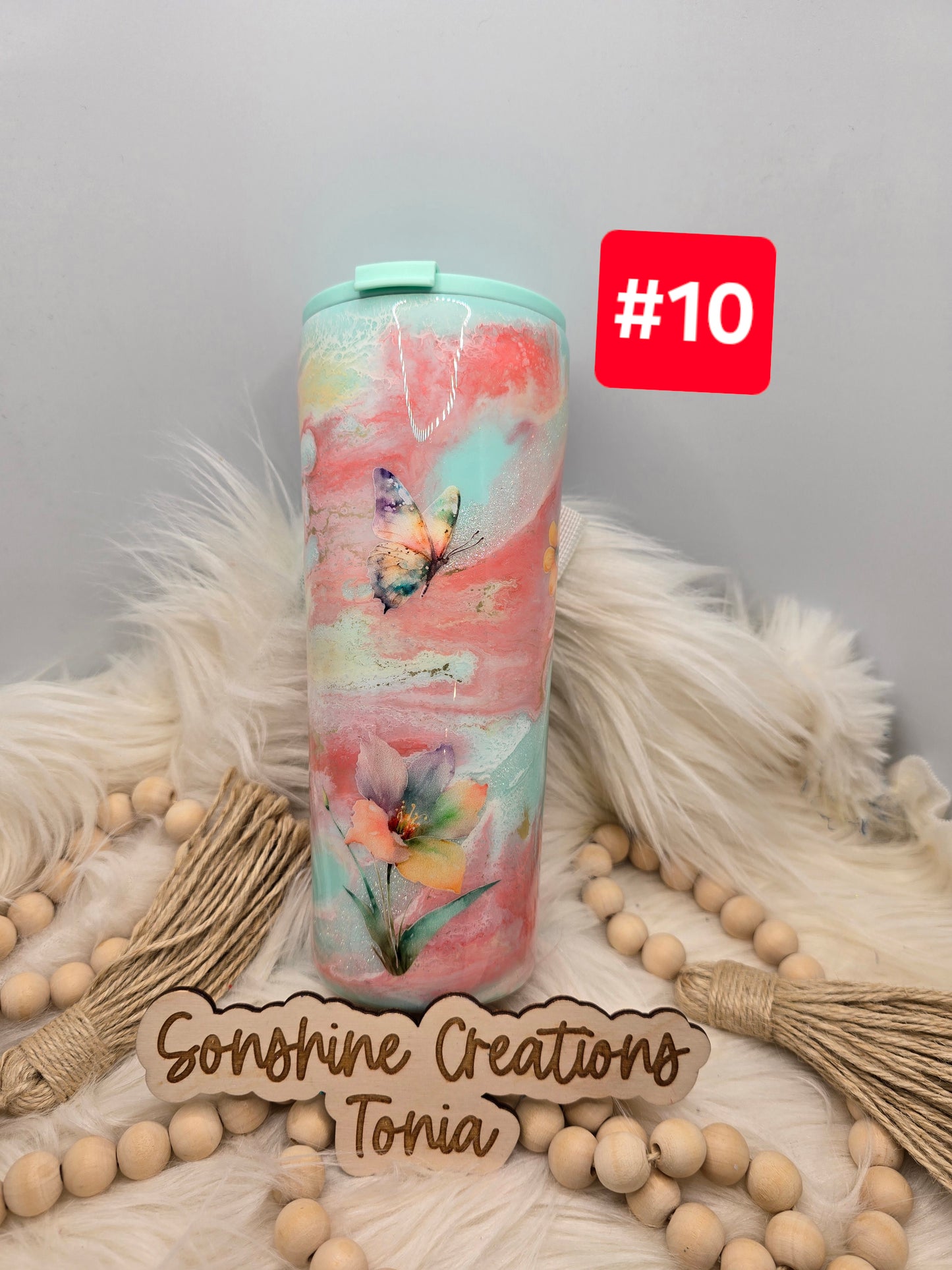 #10  Live Sale 3/15/2026 - 24oz Dual Flip with mint lid- Floral Easter egg