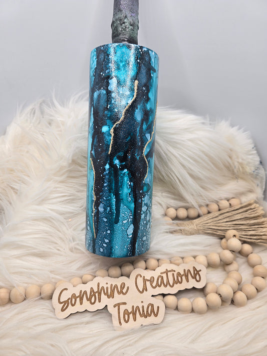 5/09/2026 - 20oz Skinny- Blue glitter raindrop