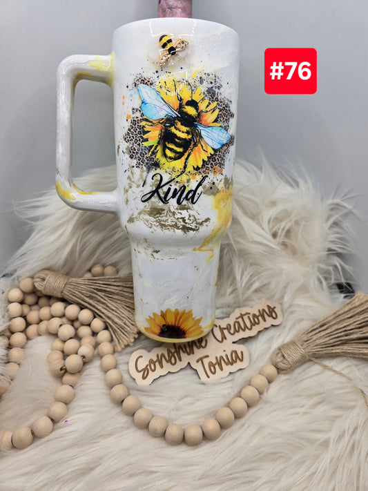 #76- Live Sale 09/14/2025 - 40 oz. Handle: Yellow Elegance, Sunflower bee kind