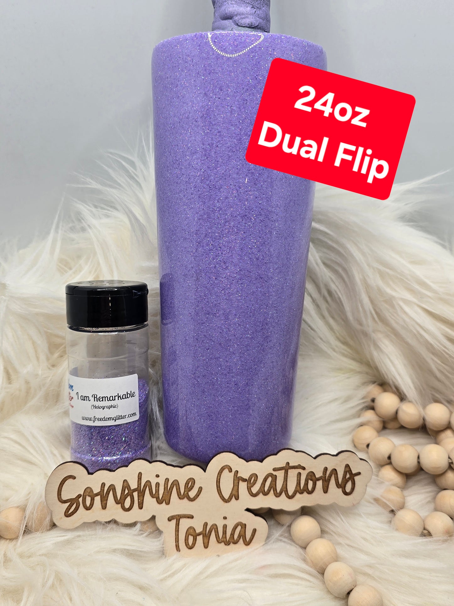 1/08/26  10am cst live- Custom Thursday- 24oz Dual Flip- Freedom Glitter: I am remarkable