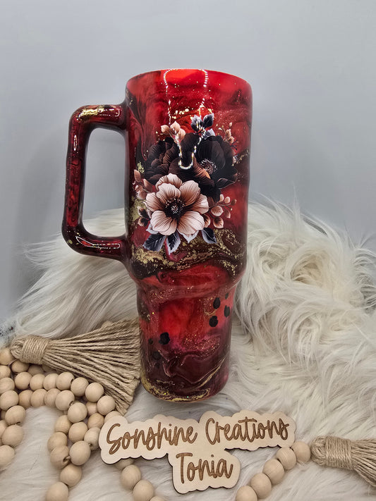 10/03/25 Tonia's Live Creations - 40oz Handle - Red Ink Floral