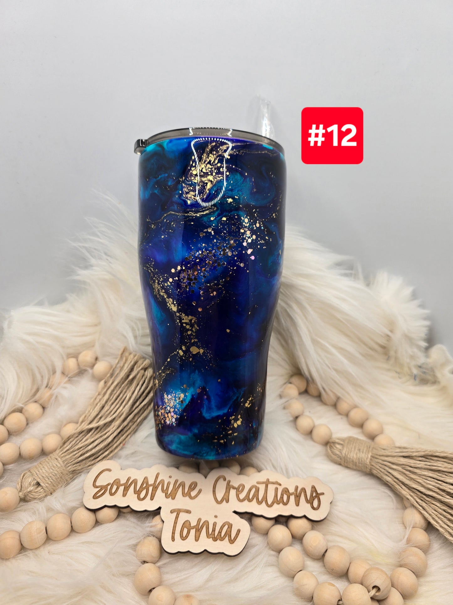 #12  Live Sale 3/15/2026 - 30oz Curve- Blue Gold  ink swirl