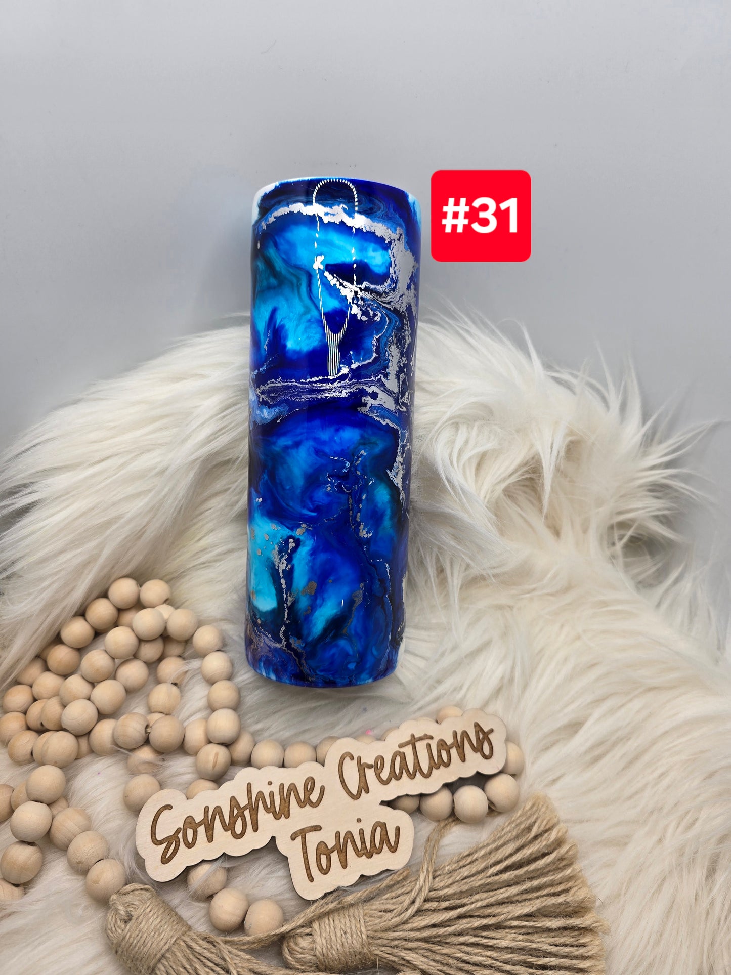 #31- Live Sale 07/13/2025 -  20oz skinny- Blue silver swirl- "Lake Life"