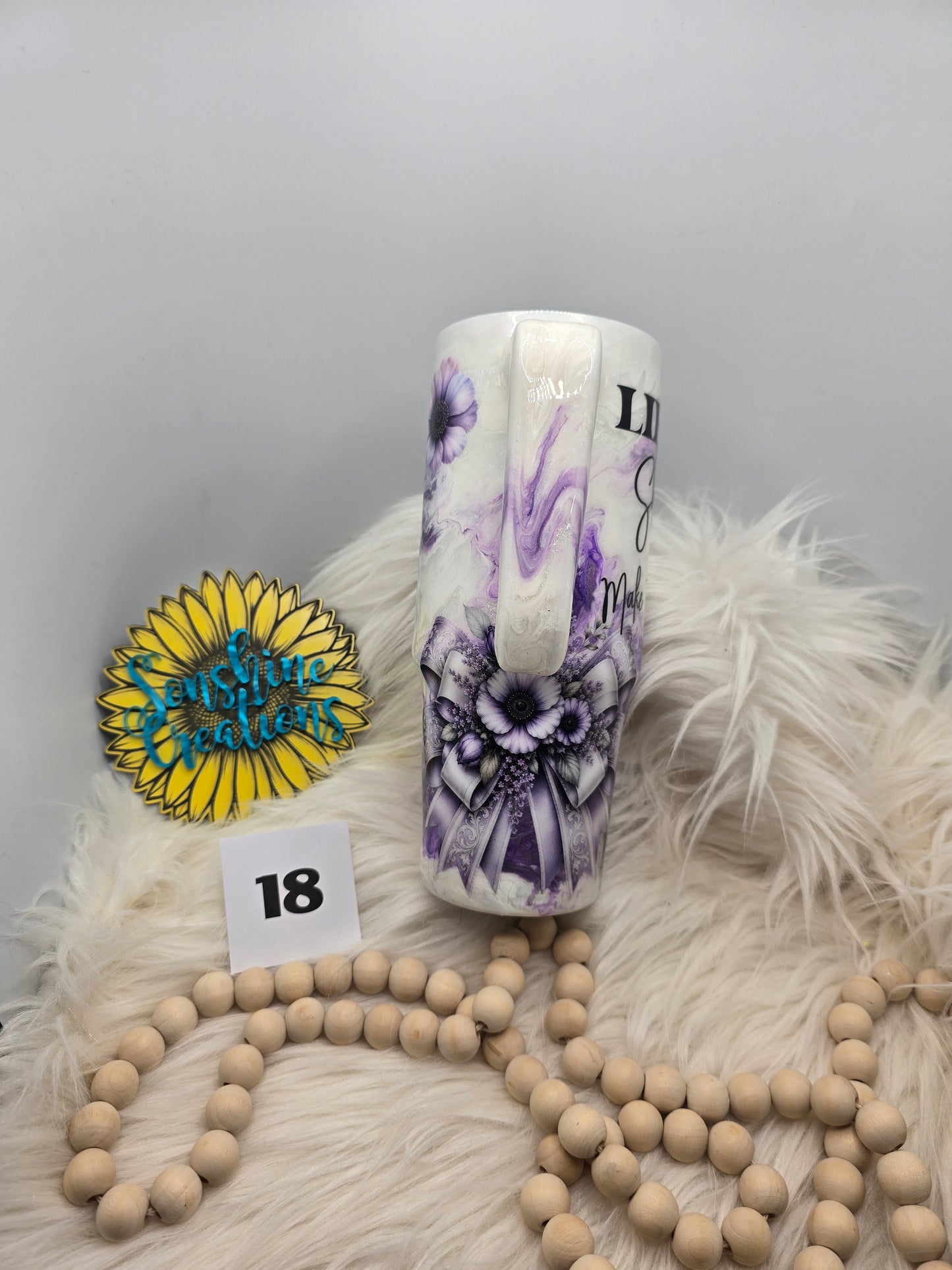 #18 - 30oz Grippy - Purple Marble with Life is Short quote