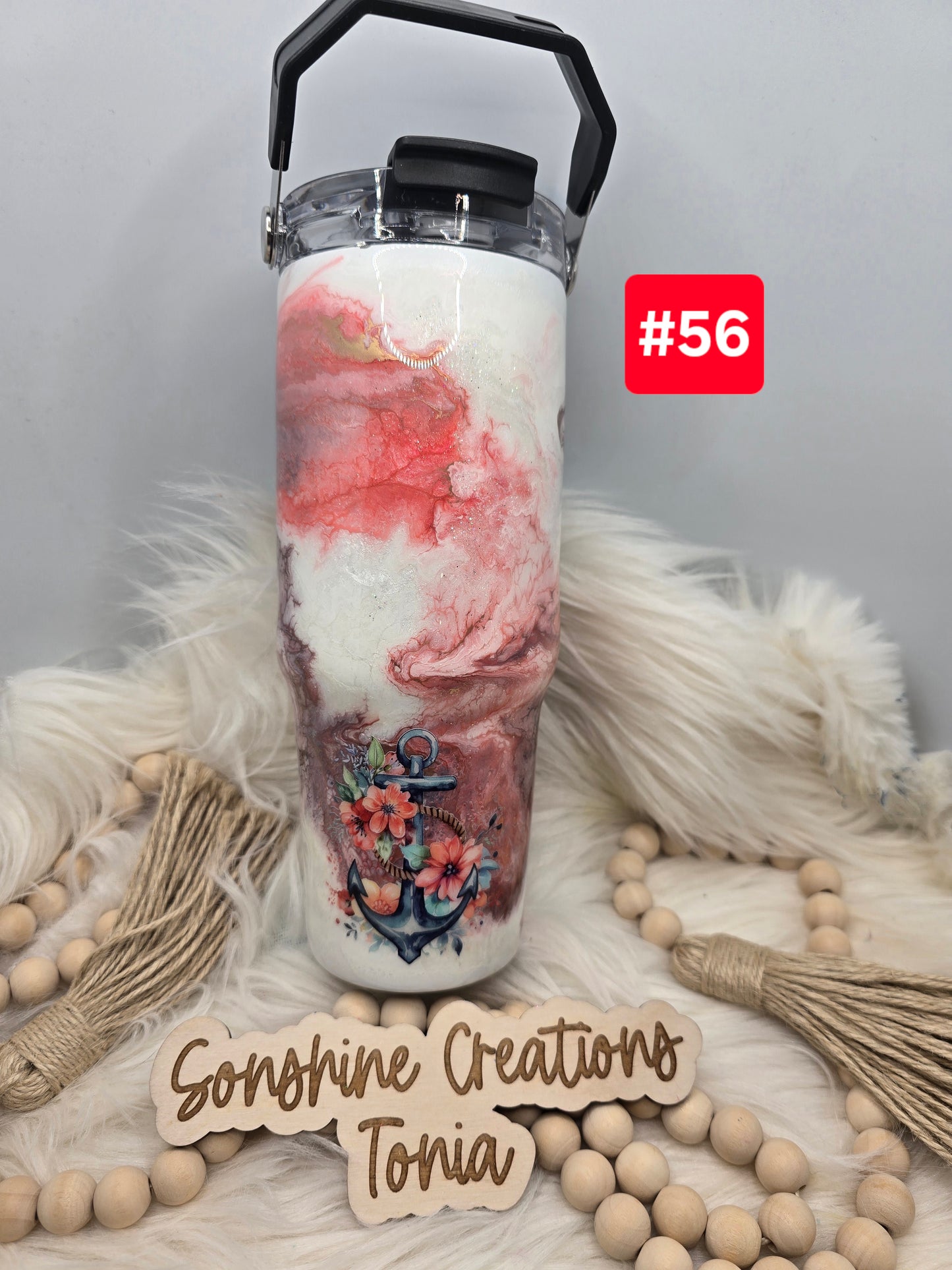 #56Live Sale 3/15/2026 - 30oz Tri-sip- Coral marble- Boat and anchor