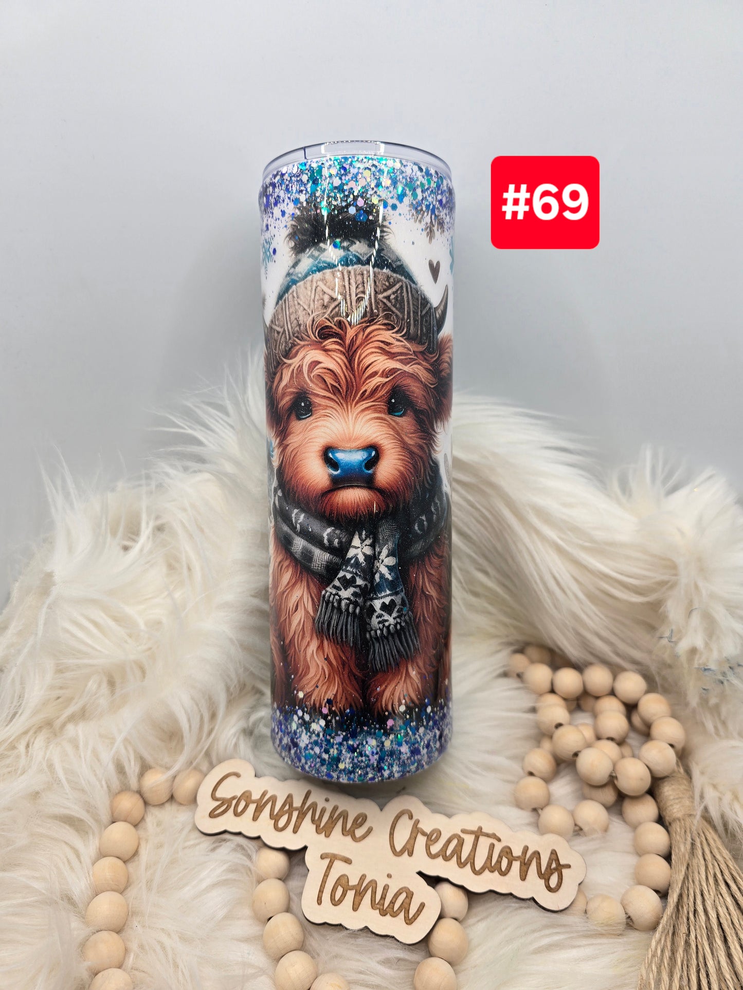 #69--Live Sale 12/07/2025 - 30oz Skinny-Blue Christmas Highland cow vinyl wrap