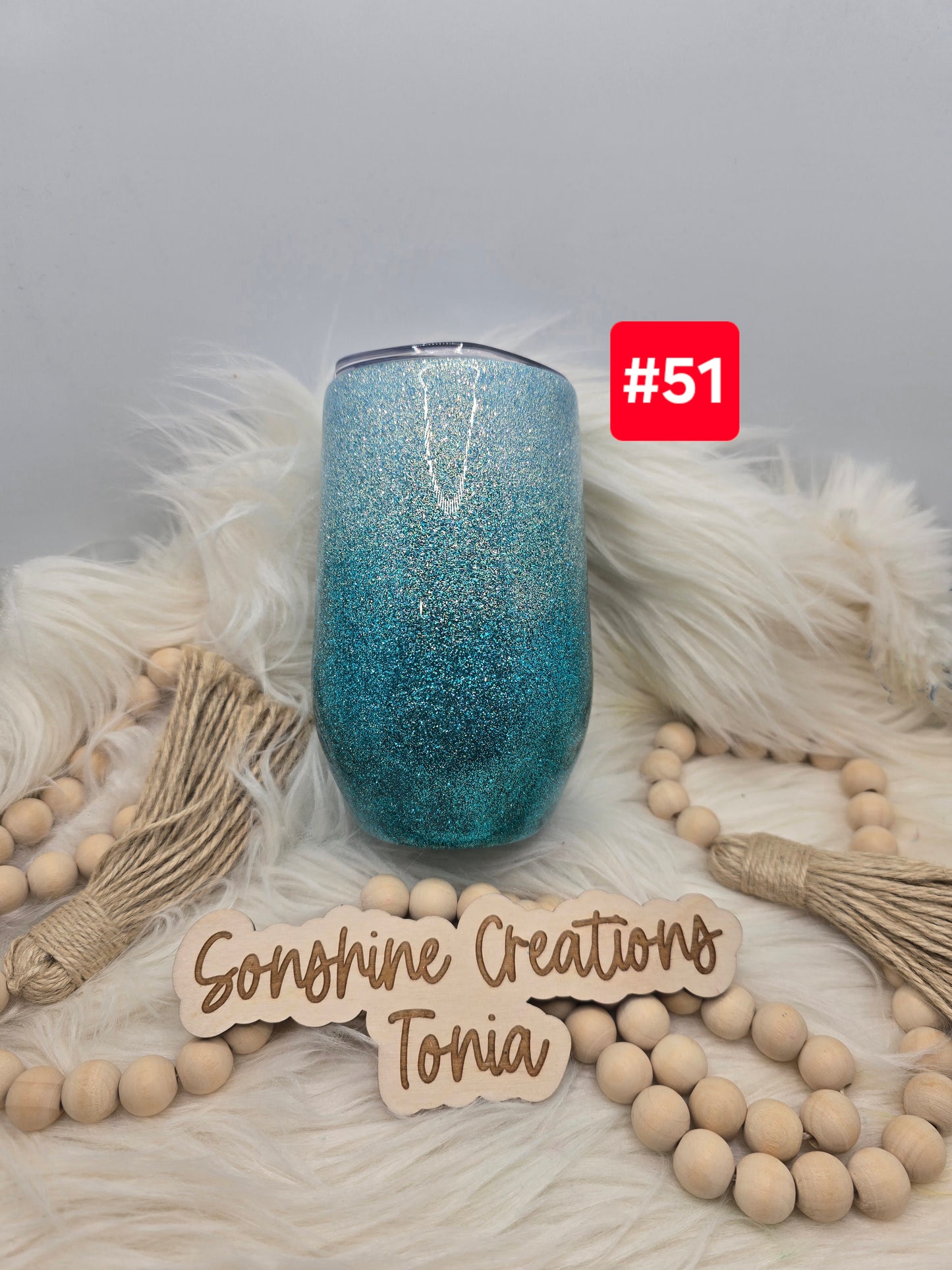 #51 Live Sale 3/15/2026 - 16oz wine glass- Teal ombre- I've survived to many storms