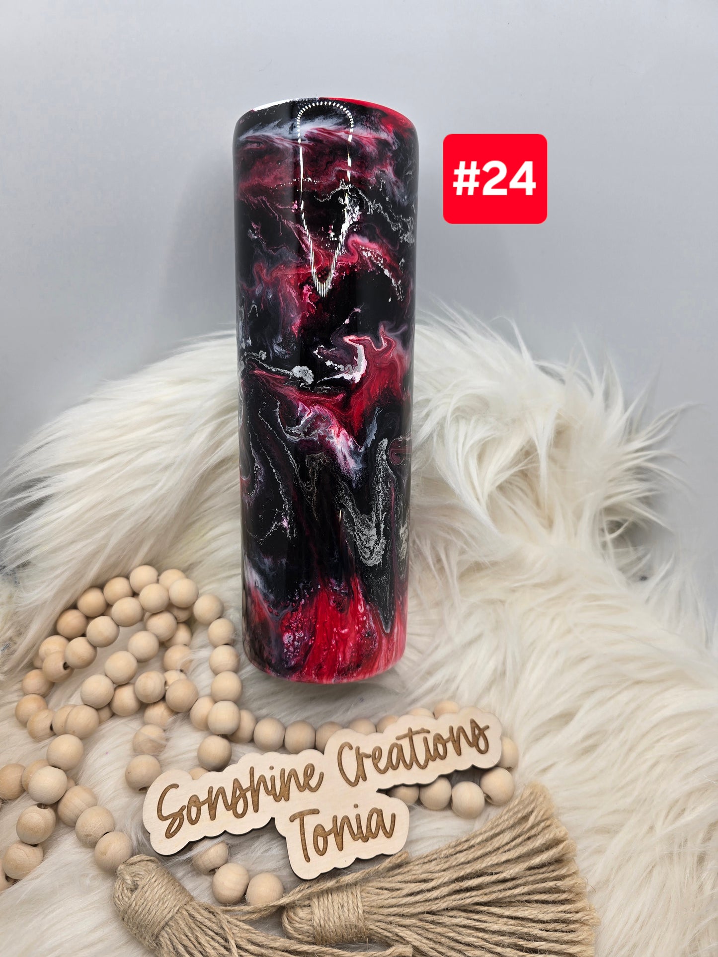 #24- Live Sale 07/13/2025 -  30oz Duo- Red, black Swirl America skull