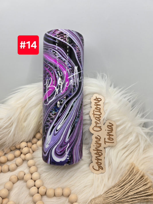 LIVE SALE 5/042025 - #14 30oz Duo: Purple snake skin foil hydro dipped "Just Breathe"