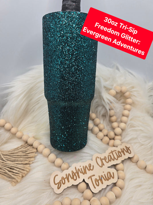 LIVE HYDRO DIP BASE 11/04/2025- 30oz Tri-Sip- Freedom Glitter: Evergreen Adventures