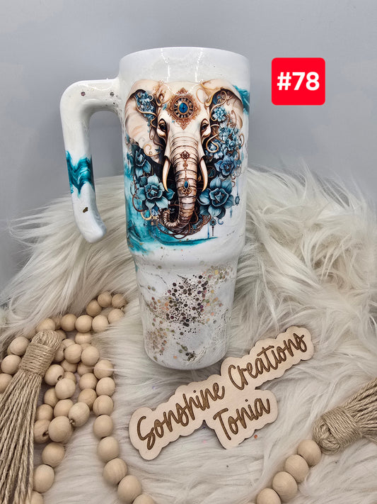 #78- Live Sale 09/14/2025 - 30 oz. Grippy: Teal Elegance Elephant