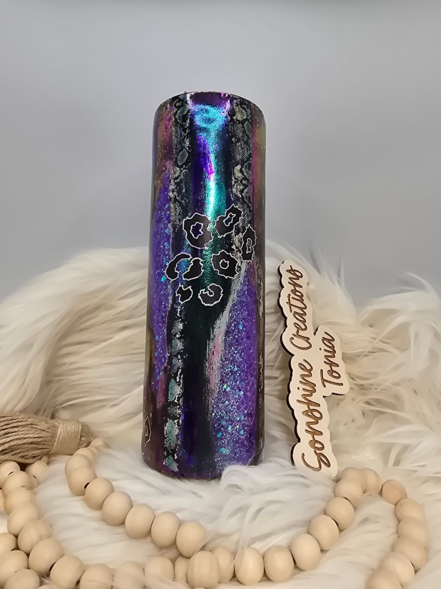 30oz Skinny- Purple/teal Throw down