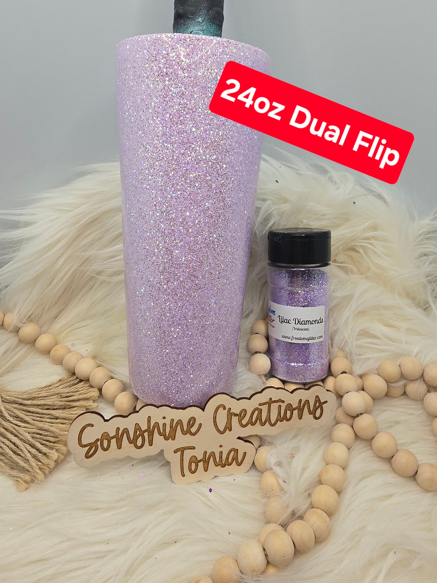 Liv3 Hydrodipping base 11/18/2025 - 24oz Dual Flip- Freedom Glitter: Lilac Diamonds