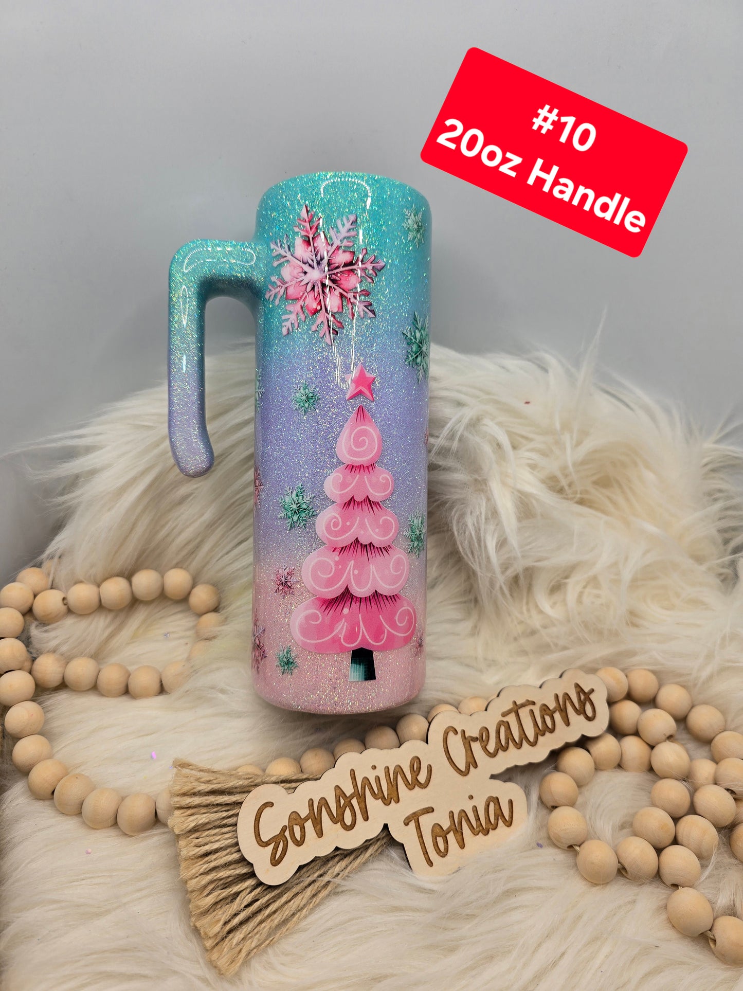 #10 Tonia's Live Creations - 20oz Handle- Pastel Christmas trees