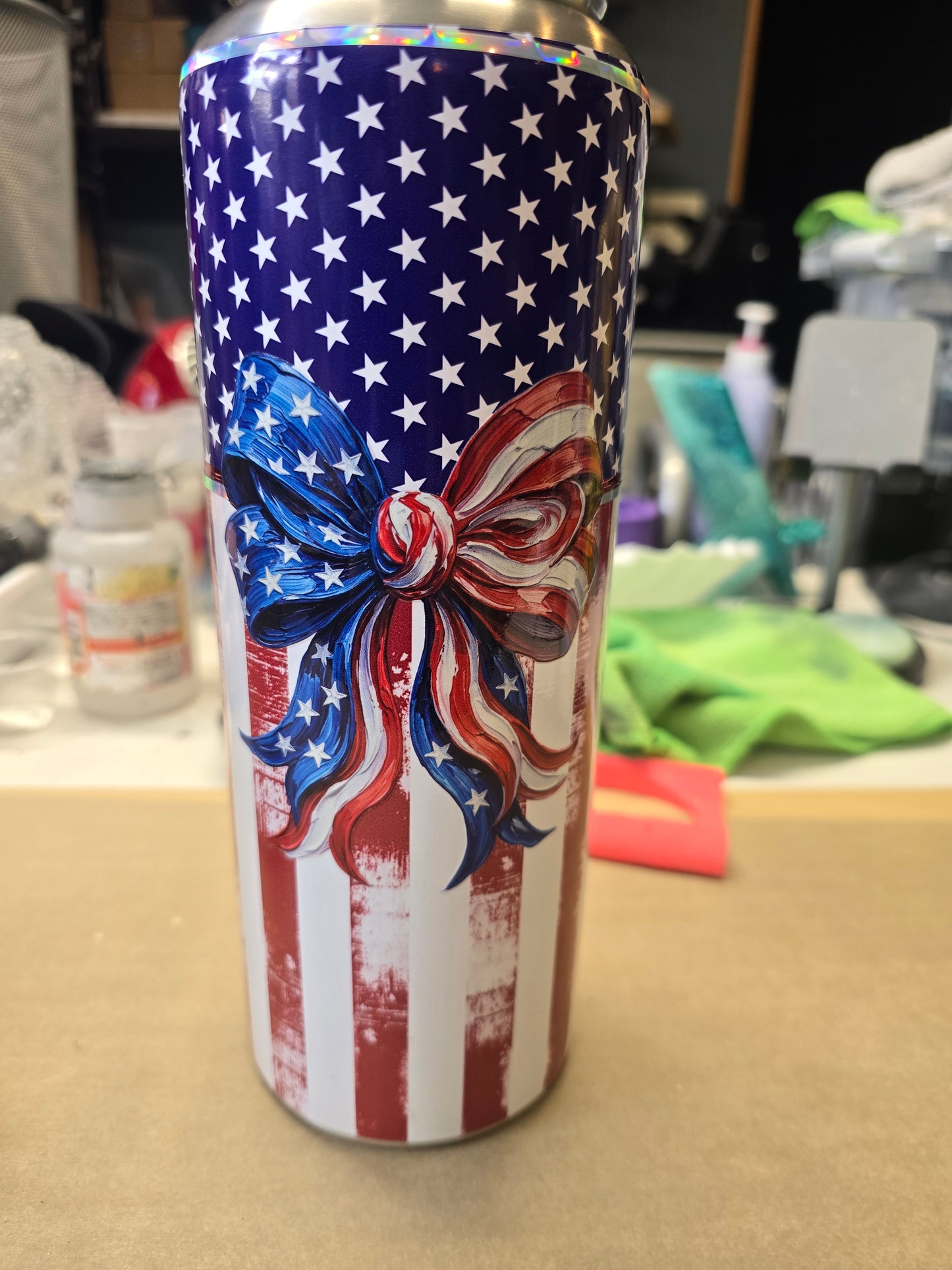 40oz Hydro duo- Patriotic bow