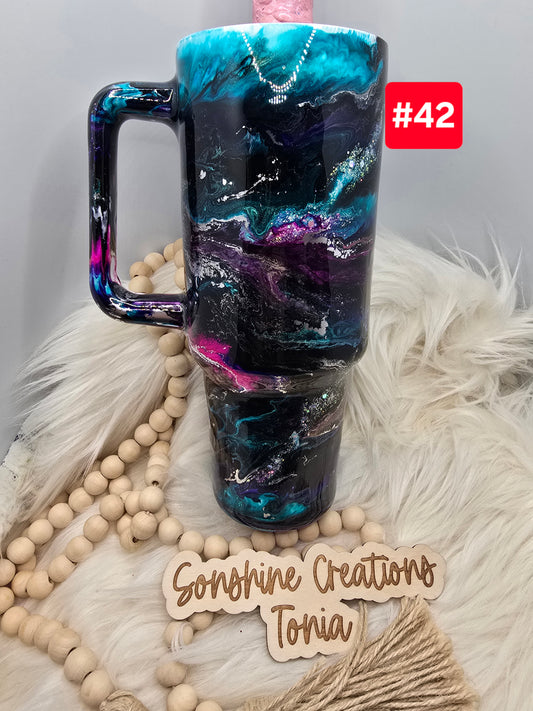 #42- Live Sale 07/13/2025 -  40oz Handle- Angela Swirl with glitter