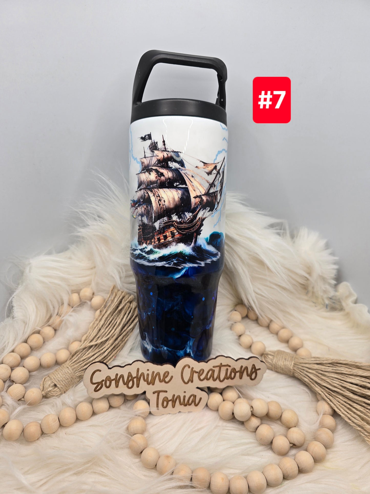 #7  Live Sale 3/15/2026 - 30oz Clipmate- Glow ocean storm- Pirate Ship