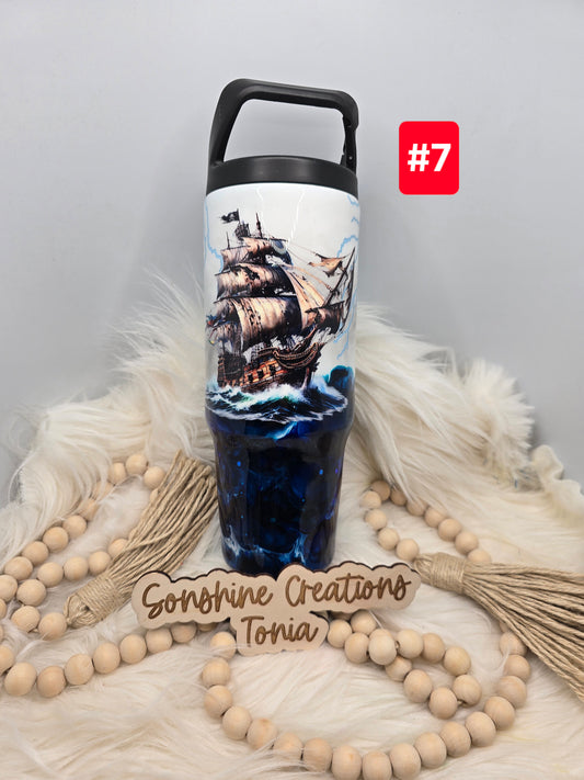 #7  Live Sale 3/15/2026 - 30oz Clipmate- Glow ocean storm- Pirate Ship