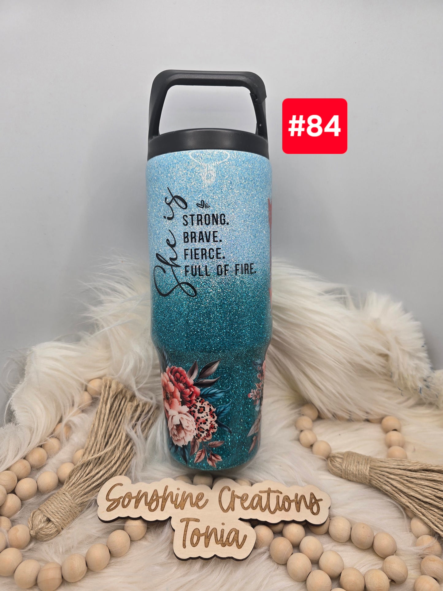 #84 Live Sale 3/15/2026 -30oz Clipmate- Teal ombre- She is... Flowers