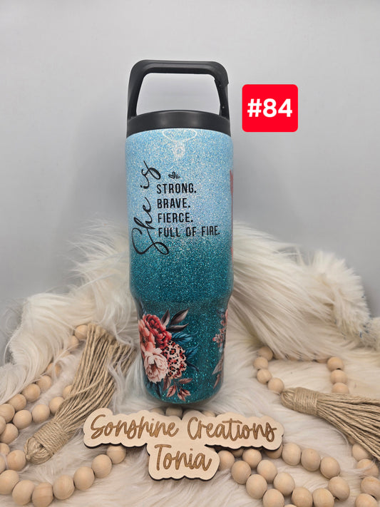 #84 Live Sale 3/15/2026 -30oz Clipmate- Teal ombre- She is... Flowers