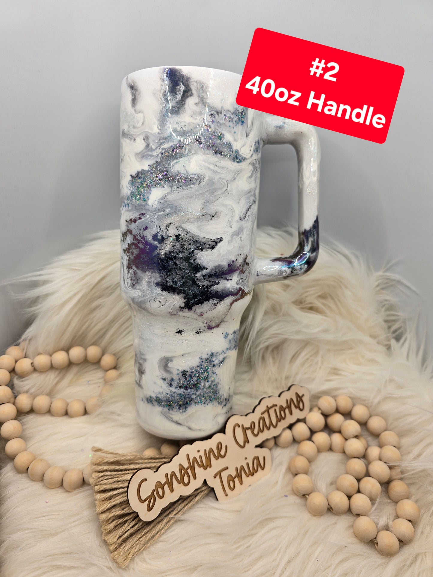#2 Tonia's Live Creations - 40oz Handle- Alien Tears color shift marble **Decal can be added**