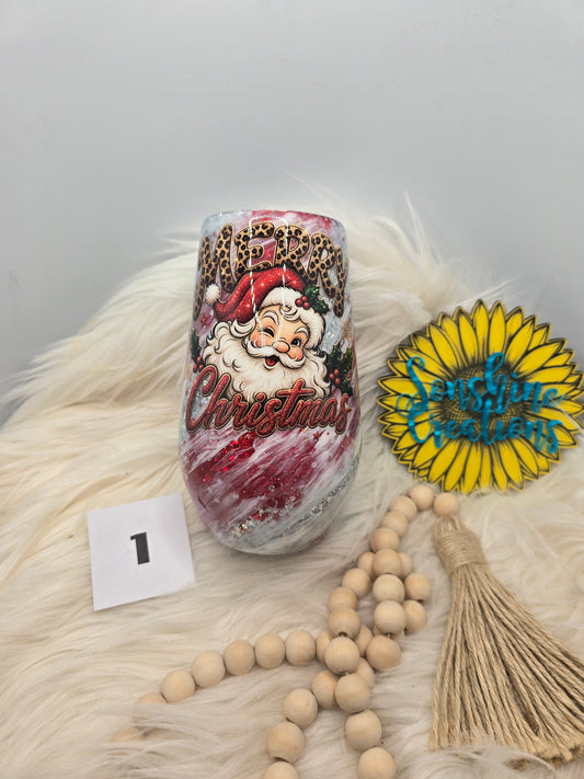 #1 - 17oz Wine Glass - Santa Merry Christmas - Milkyway