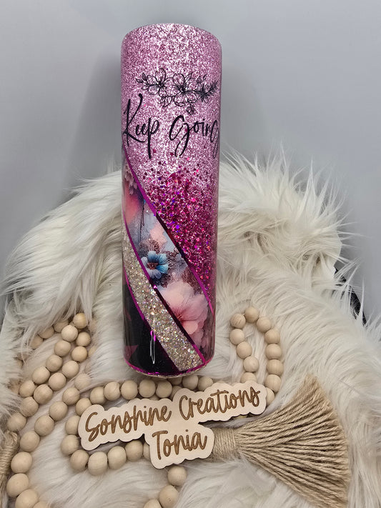 Birthday Drop 06/06/2025 - 35oz Duo- pink flower multimedia- "Keep Going"