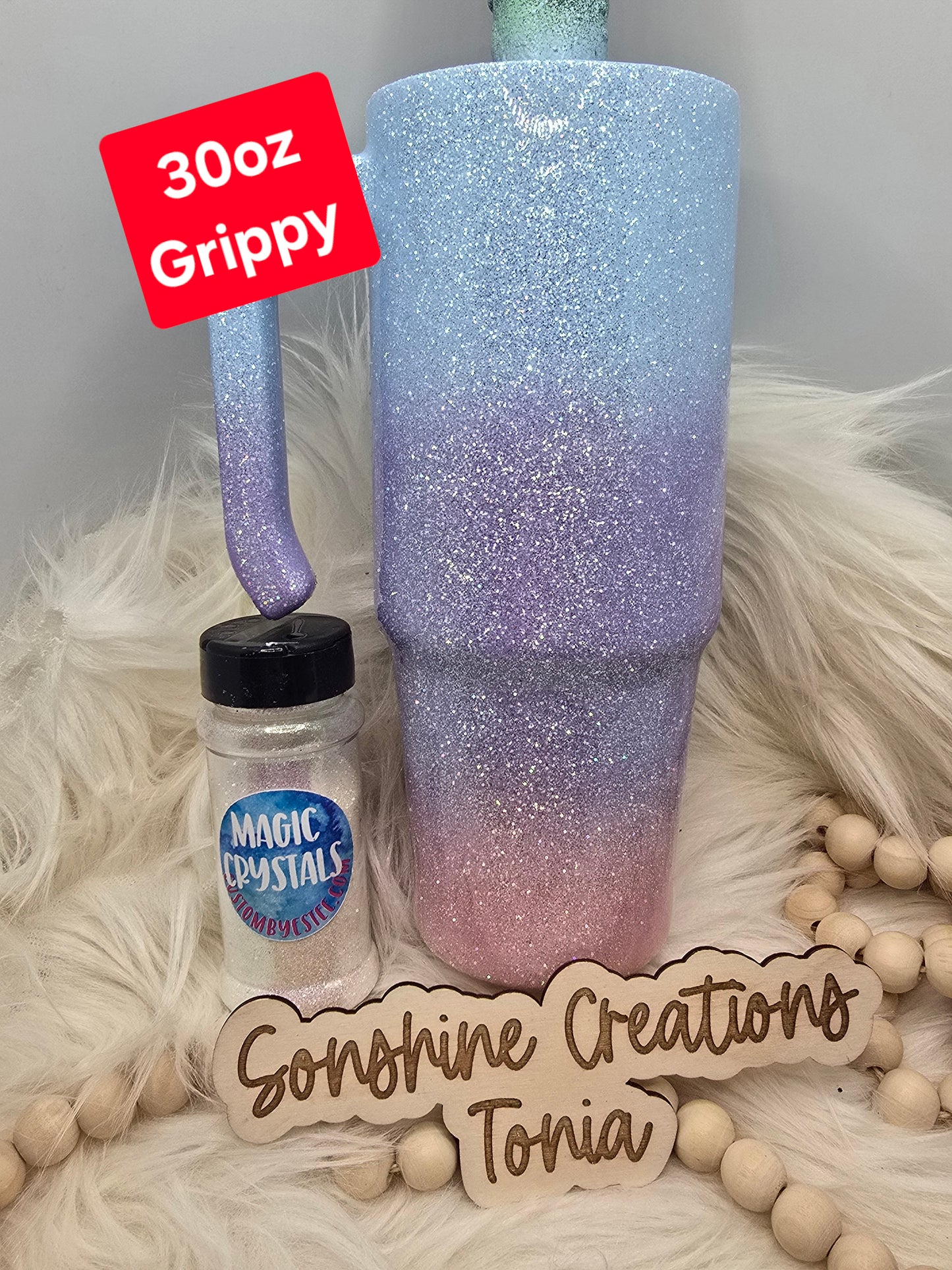 01/06/25  7pm cst live- Custom Tuesday- 30oz Grippy- CBE: Magic crystals cheat ombre