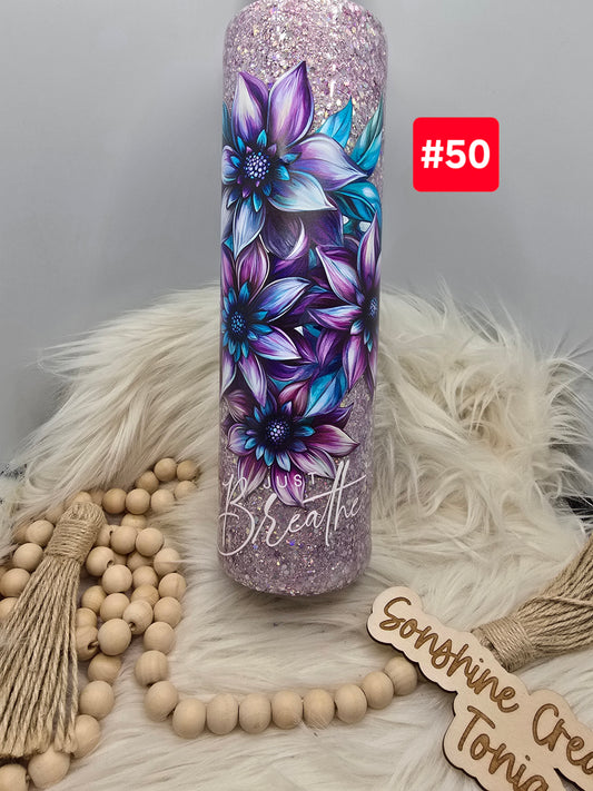 #50- Live Sale 09/14/2025 - 35 oz. Skinny: Glowmance: Purple Flowers Just Breathe