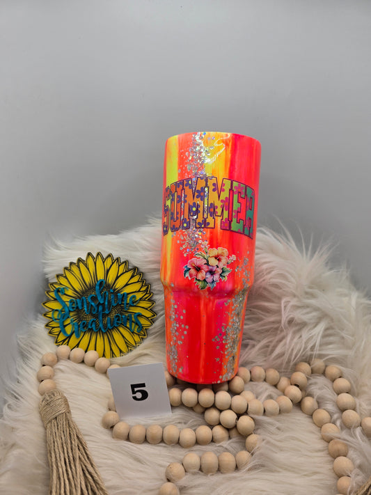 #5- 30oz Clipmate-Neon brush stroke "Summer"