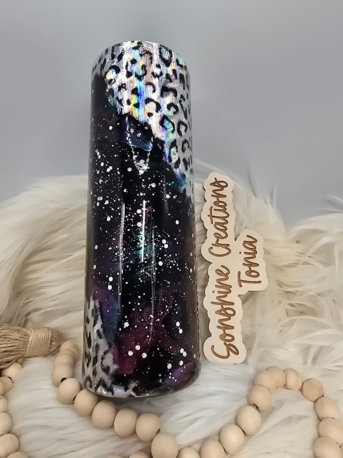 30oz Skinny-Leopard foil galaxy swirl