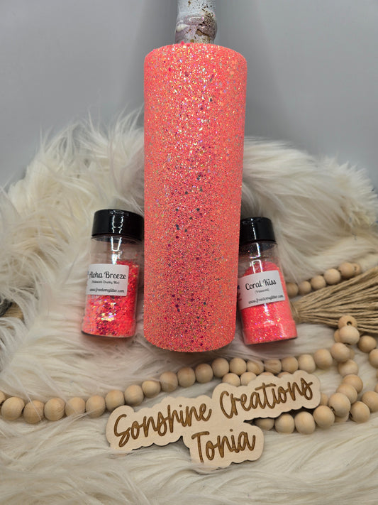 Live Hydrodipping base 5/12/26  7pm cst live- 20oz Skinny- Freedom glitter: Aloha Breeze & Coral Kiss