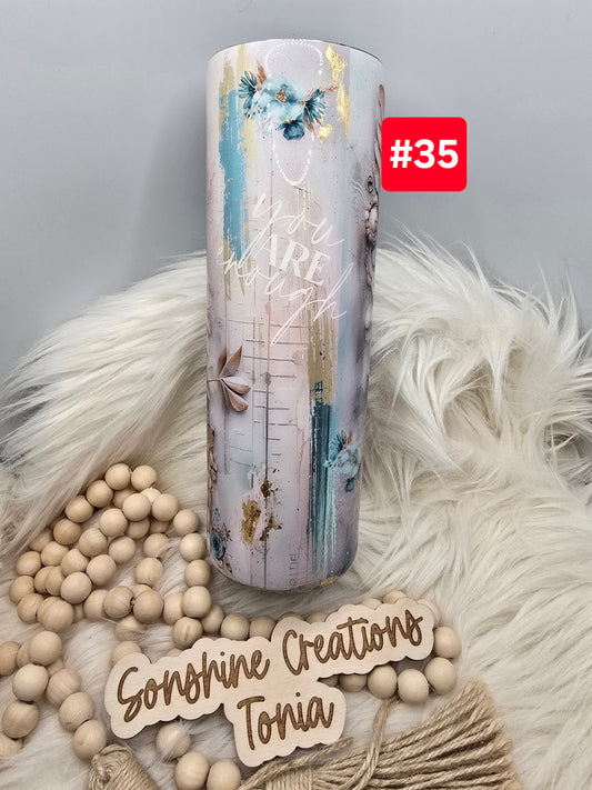 #35- Live Sale 07/13/2025 -  30oz Skinny- You are enough Flower with gears wrap