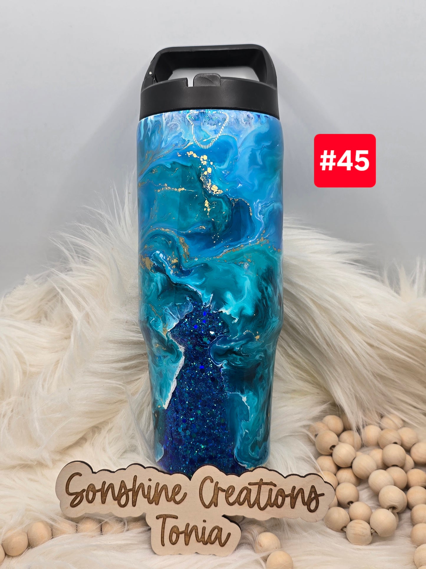 #45 Live Sale 2/01/2026 - 30oz Clipmate- Cool waters teal gold swirl