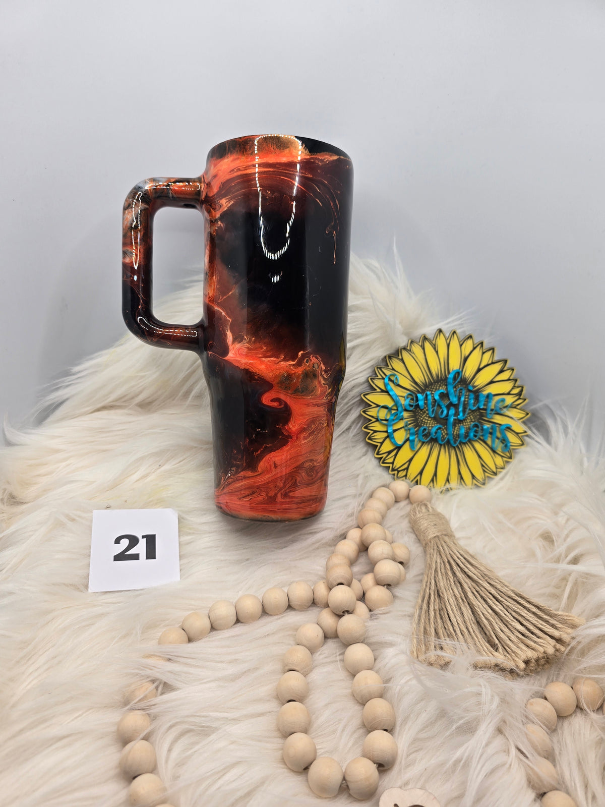 #21 - 30oz Big Swig - Orange & Black ink swirl - can add decal