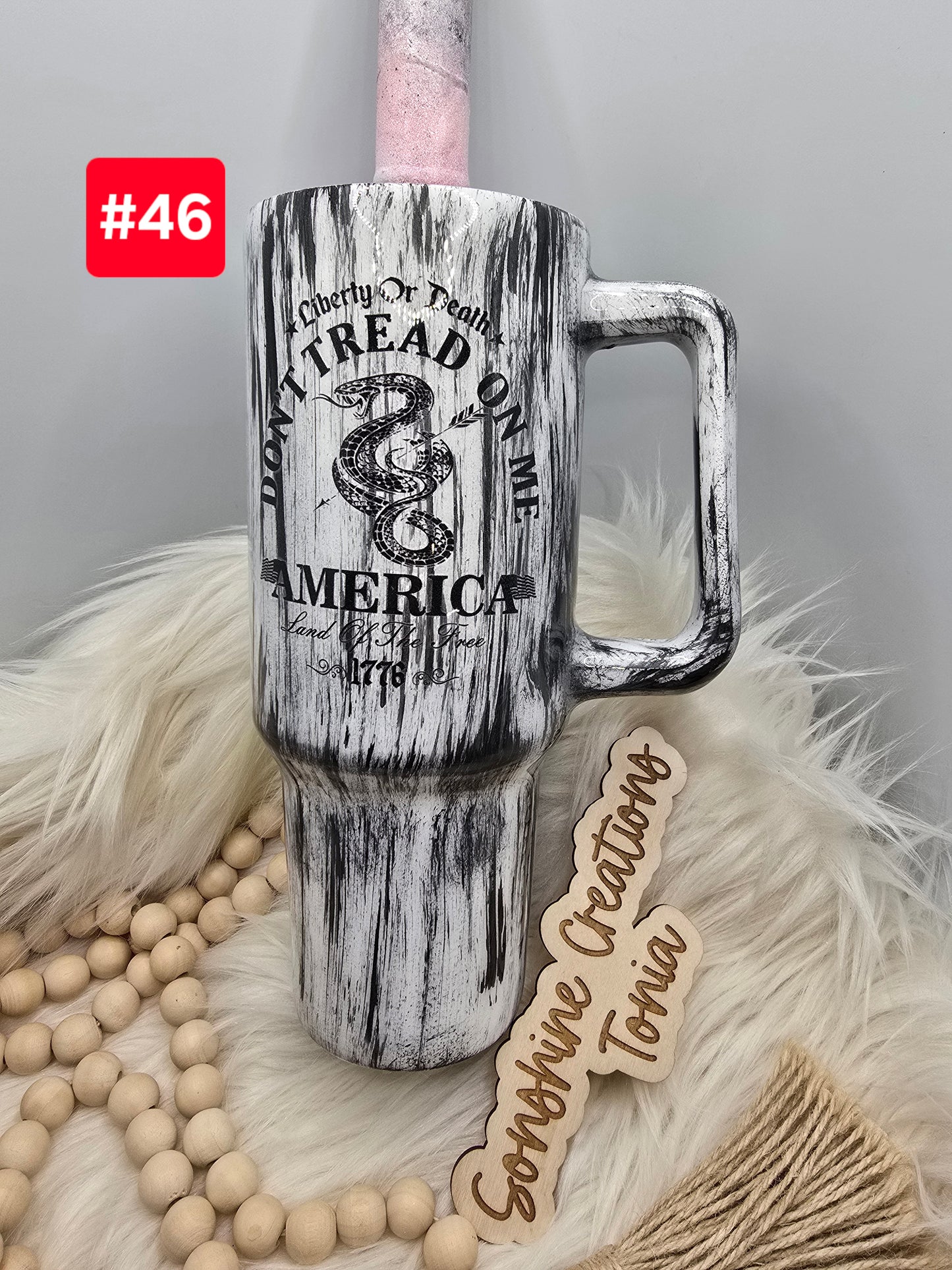 LIVE SALE 5/042025 - #46- 40oz Handle: F* around and find out, Don't tread on me