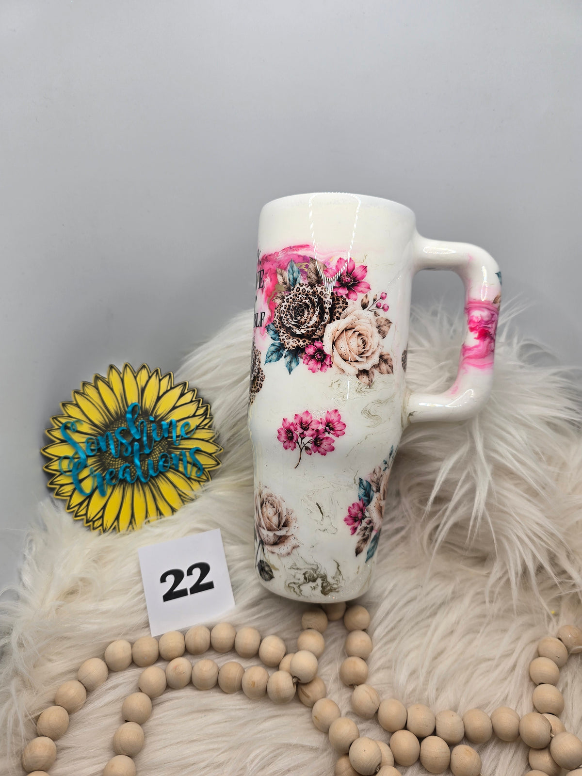 #22 - 30oz Big Swig - Pink Elegance with Pink Leopard Flowers and Always Believe quote