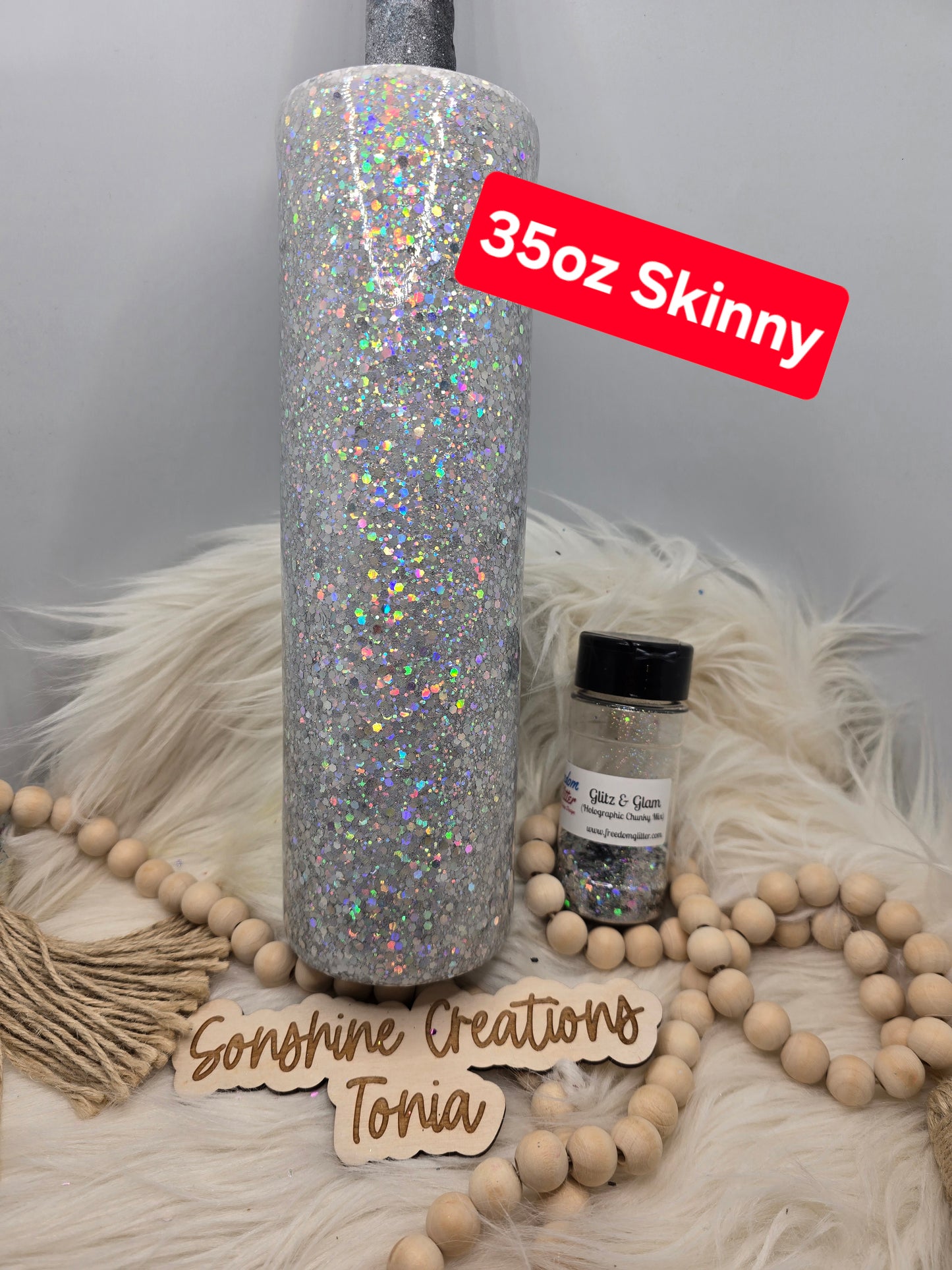 Live Hydrodipping base 11/18/2025 - 35oz Skinny- Freedom Glitter: Glitz & Glam