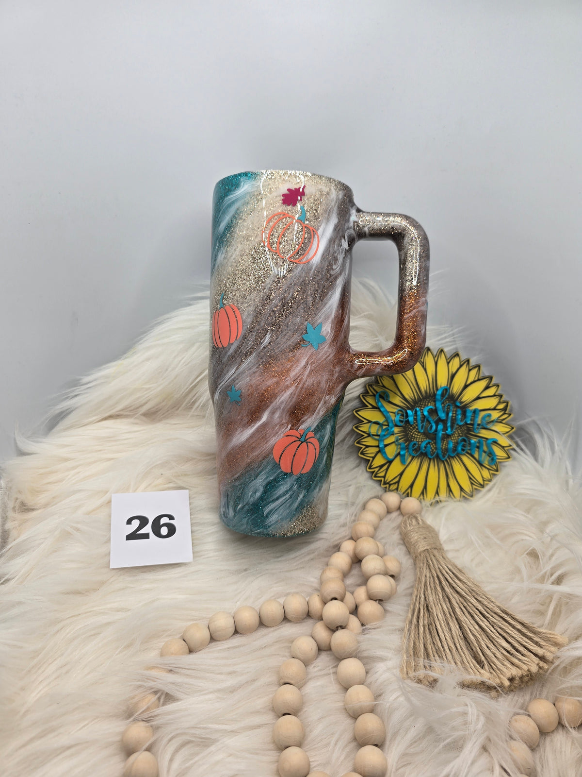 #26 - 30oz Big Swig - Fall Breeze Quote & Pumpkins- Milkyway