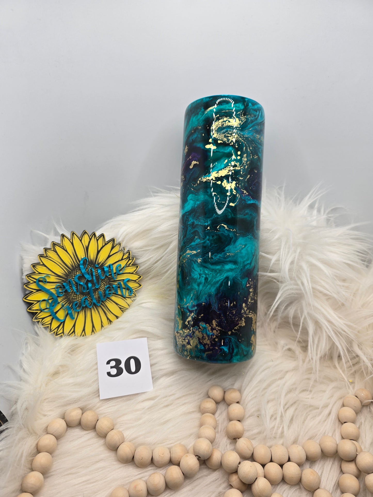 #30 - 30oz Skinny Duo - Teal/Purple Ink Swirl