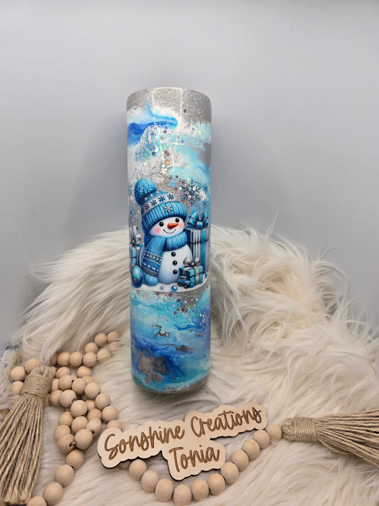 10/03/25 Tonia's Live Creations - 35oz Skinny- blue clouds snowman