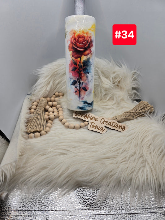 #34- Live Sale 09/14/2025 - 30 oz. Skinny: Orange Flower Tattoo