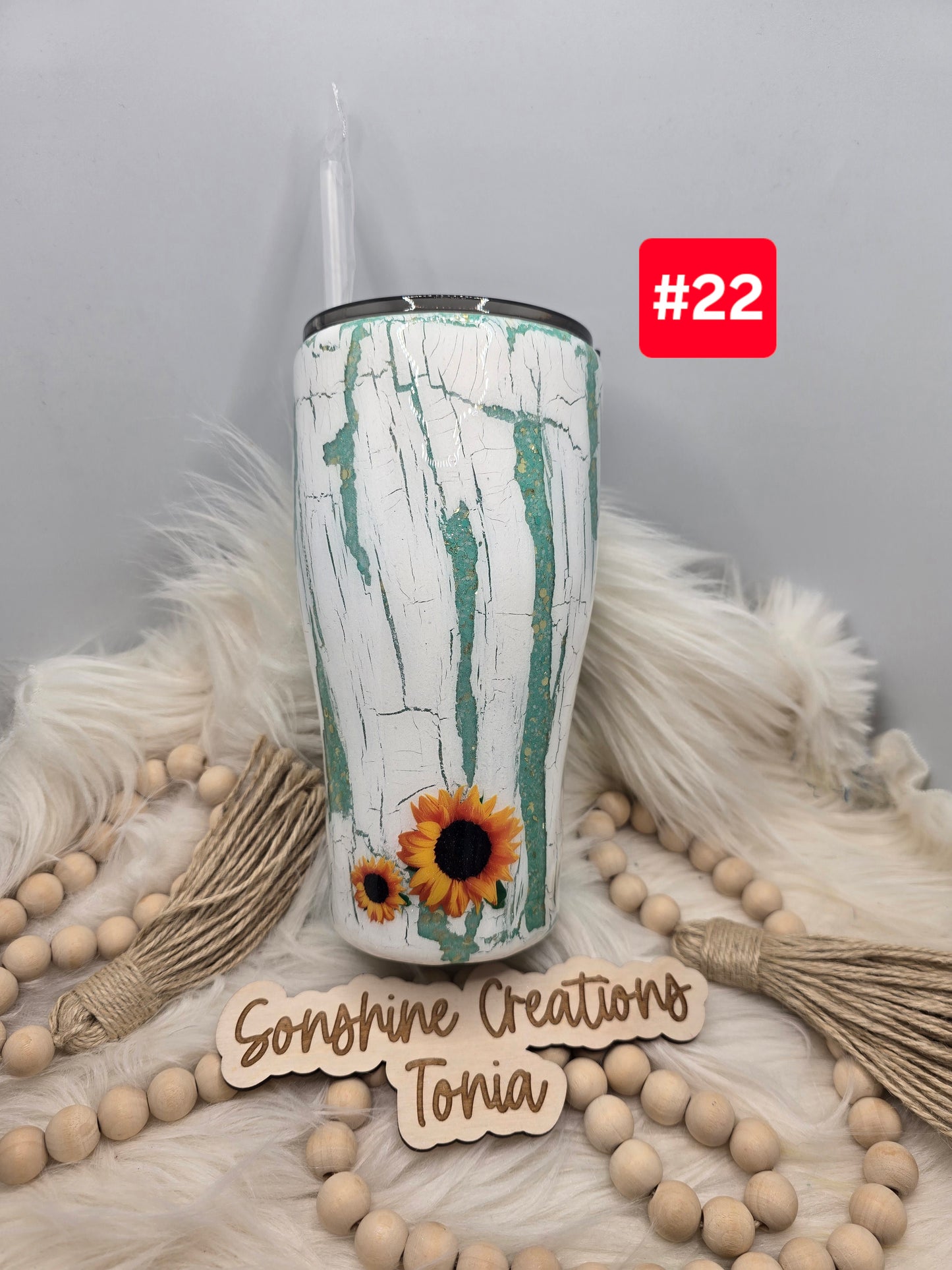 #22  Live Sale 3/15/2026 - 30oz Curve- Crackle Cow skull