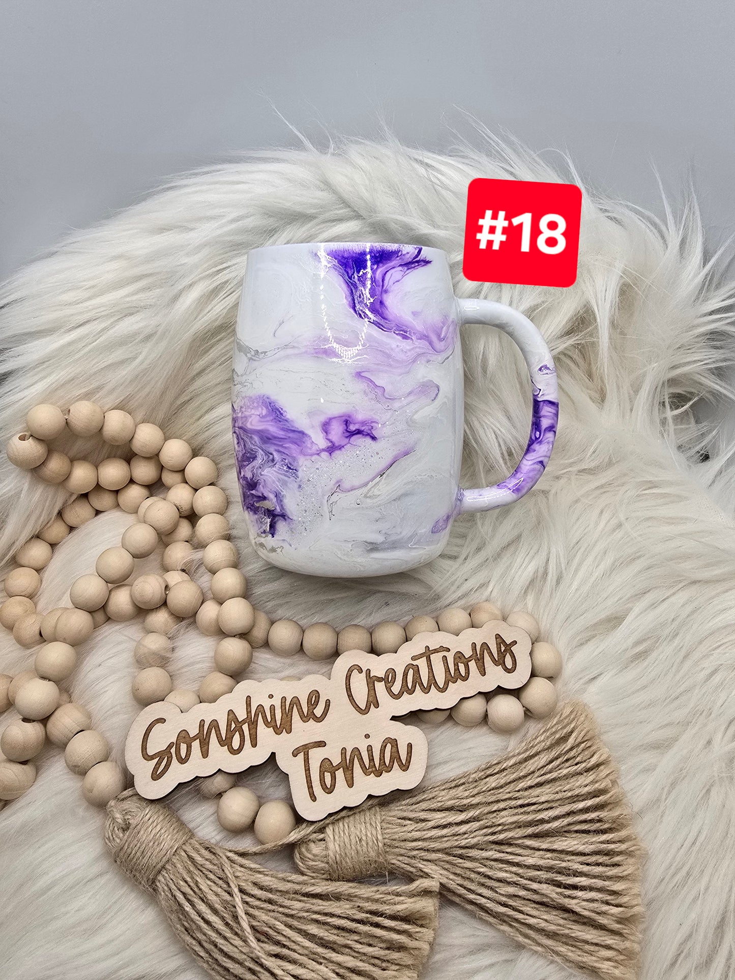 #18- Live Sale 07/13/2025 -  14oz Coffee mug- Hummingbird Purple elegance