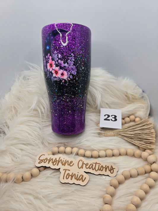 #23 Live Sale 5/31/2026 - 30oz Cup/caddy- Purple floral moon