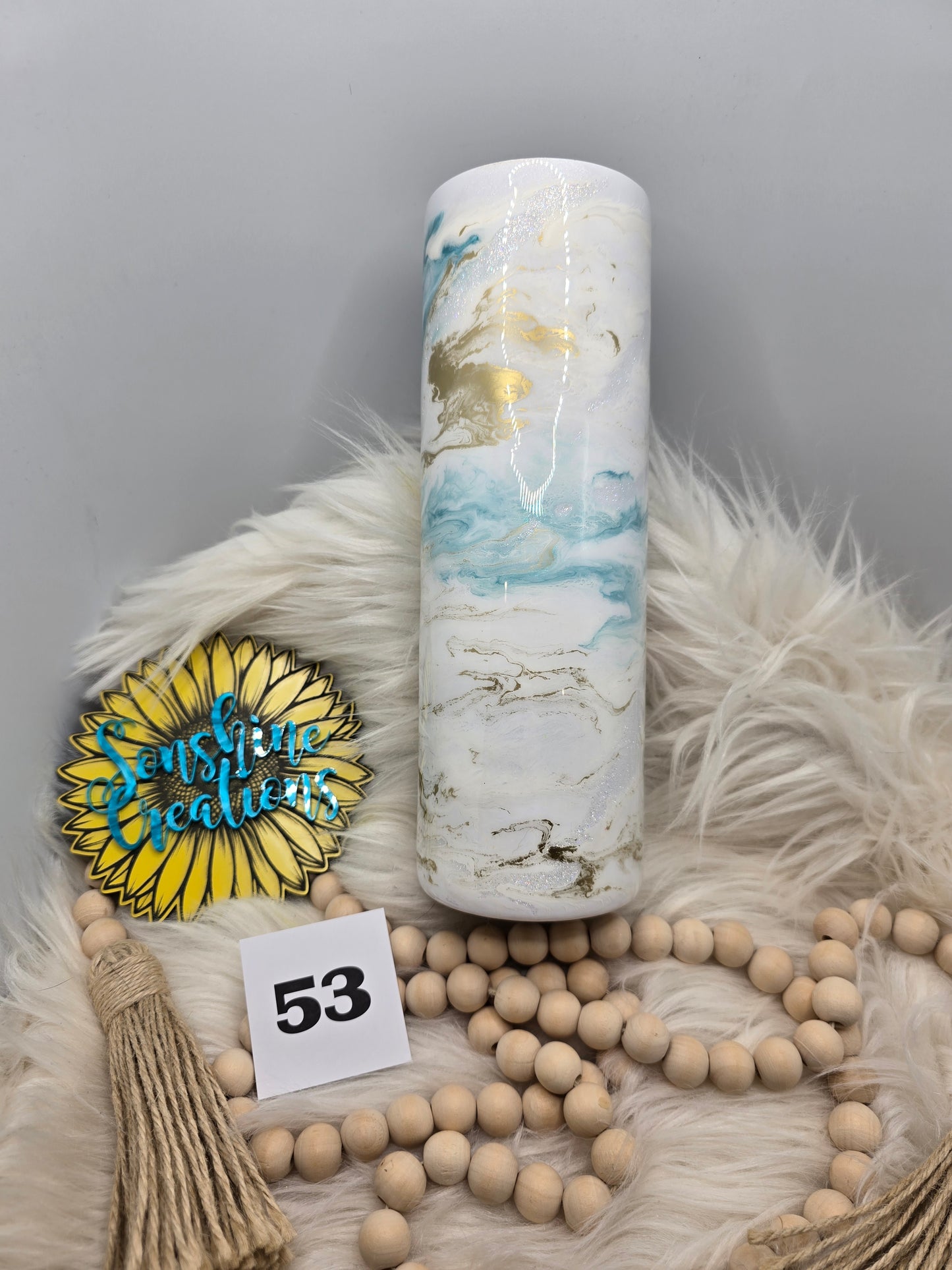 #53- 30oz skinny- Blue elegance- Owl "You are enough"