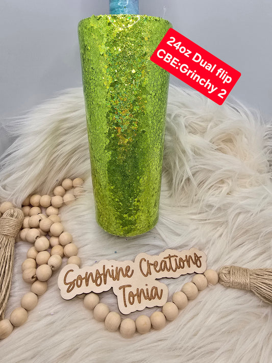 LIVE HYDRO DIP BASE 10/07/2025- 24oz Dual flip- CBE: Grinchy 2
