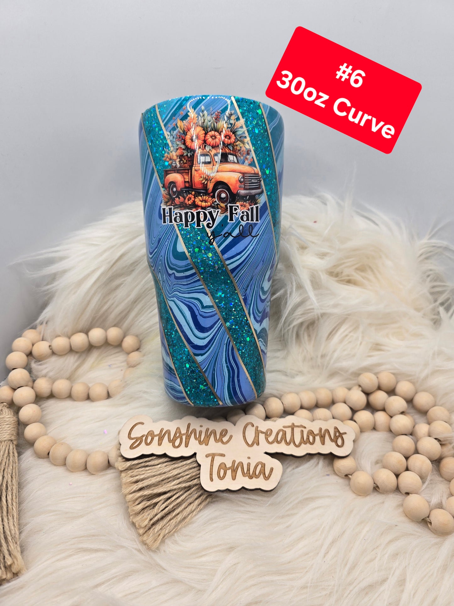 #6 Tonia's Live Creations - 30oz Curve- Twisted "Happy Fall Yall"