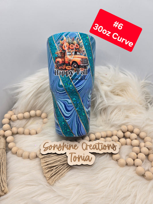 #6 Tonia's Live Creations - 30oz Curve- Twisted "Happy Fall Yall"